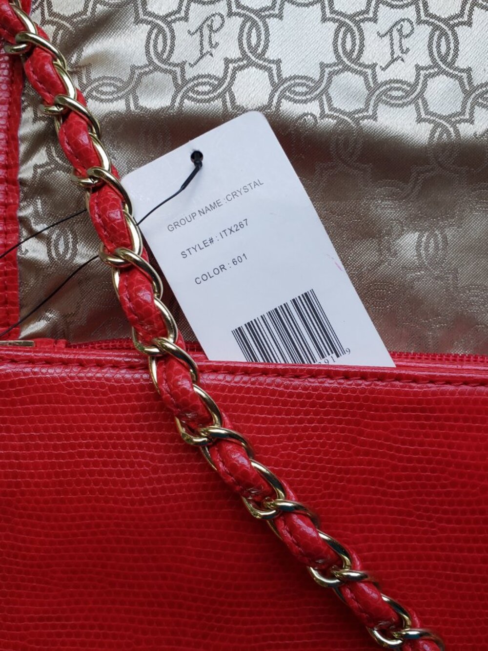 BNWT IVANKA TRUMP Crystal lady in red shoulder sashay chain strap (OS)
